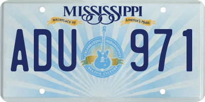 MS license plate ADU971