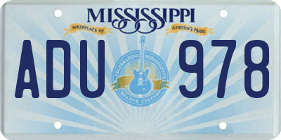 MS license plate ADU978