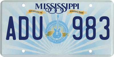 MS license plate ADU983