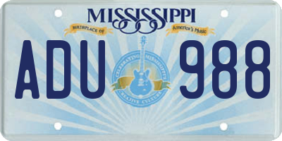 MS license plate ADU988