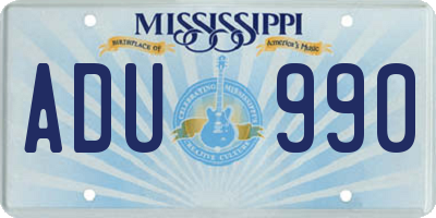 MS license plate ADU990