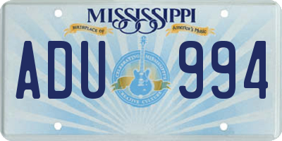 MS license plate ADU994