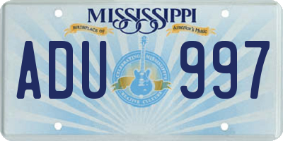 MS license plate ADU997