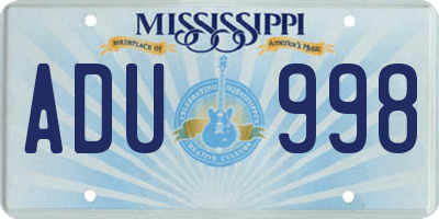 MS license plate ADU998