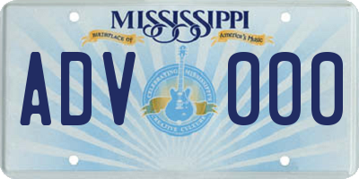 MS license plate ADV000