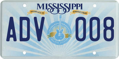 MS license plate ADV008