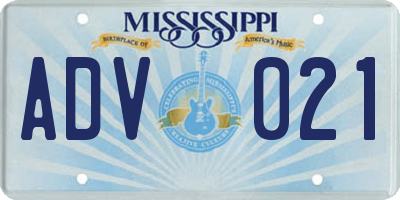 MS license plate ADV021