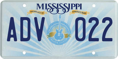 MS license plate ADV022