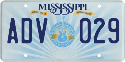 MS license plate ADV029