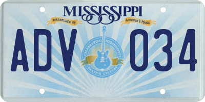 MS license plate ADV034