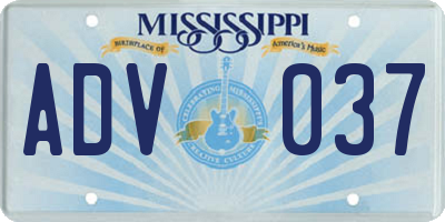 MS license plate ADV037