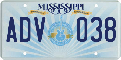 MS license plate ADV038