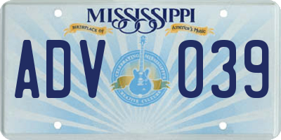 MS license plate ADV039