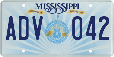 MS license plate ADV042