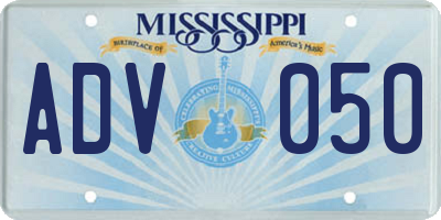 MS license plate ADV050