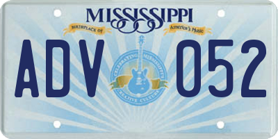 MS license plate ADV052