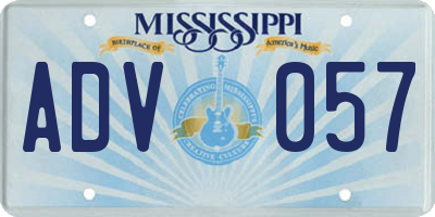 MS license plate ADV057