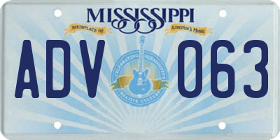 MS license plate ADV063