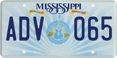 MS license plate ADV065