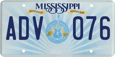 MS license plate ADV076