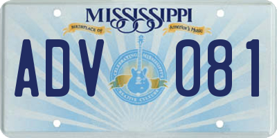 MS license plate ADV081