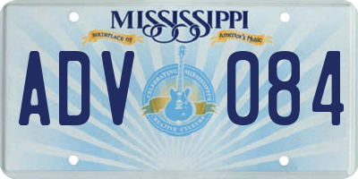 MS license plate ADV084