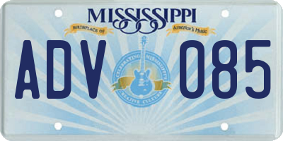 MS license plate ADV085