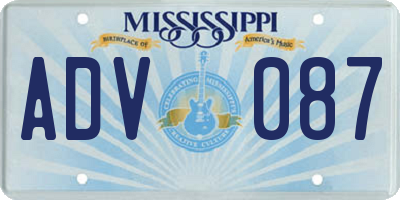 MS license plate ADV087