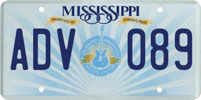 MS license plate ADV089