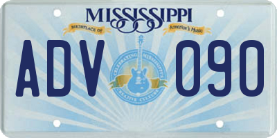 MS license plate ADV090