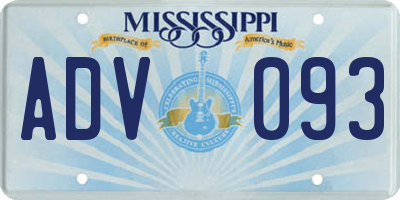 MS license plate ADV093