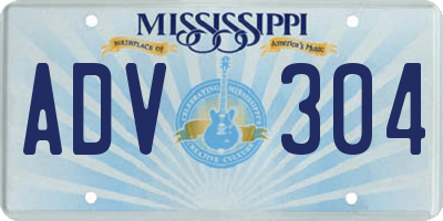 MS license plate ADV304