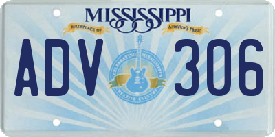 MS license plate ADV306