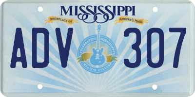 MS license plate ADV307