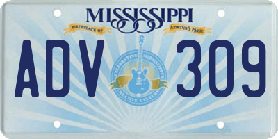 MS license plate ADV309