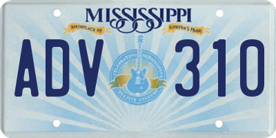 MS license plate ADV310