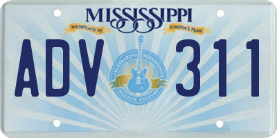 MS license plate ADV311