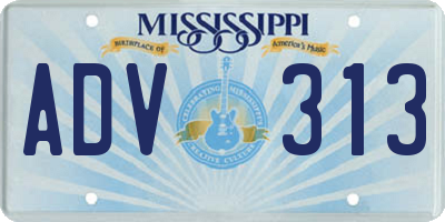 MS license plate ADV313