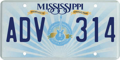 MS license plate ADV314