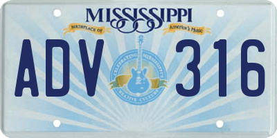 MS license plate ADV316