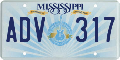 MS license plate ADV317