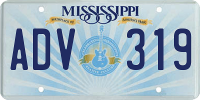 MS license plate ADV319