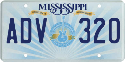 MS license plate ADV320