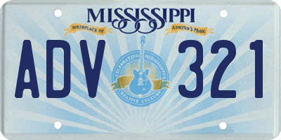 MS license plate ADV321