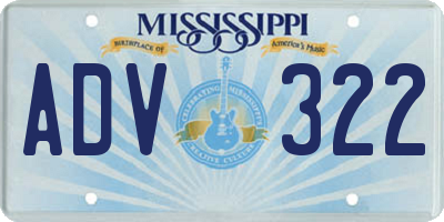 MS license plate ADV322