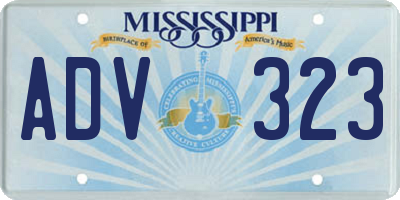MS license plate ADV323