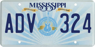 MS license plate ADV324