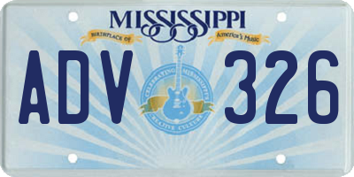 MS license plate ADV326