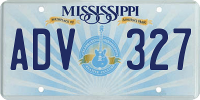 MS license plate ADV327