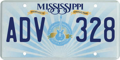 MS license plate ADV328